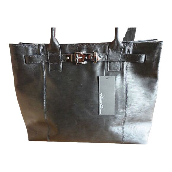 NEW Kenneth Cole Black Leather SHOULDER HANDBAG Tote Jill Wrap Paport PURSE - Picture 4 of 10